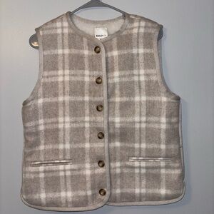 ☕️NEW Bailey 44 Taupe and White Plaid Button Reversible Vest
